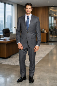 Bertolini 2PC Gray Two-button Suit Wool & Silk - Image 6