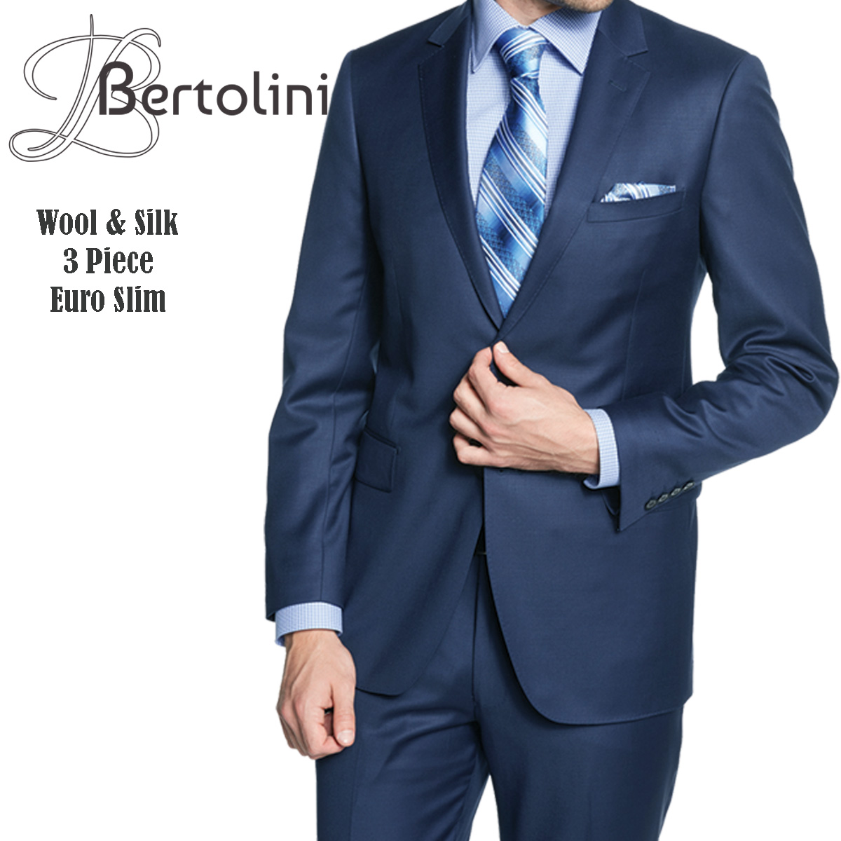 Bertolini Wool & Silk 2Pc French Blue Suit - Image 8