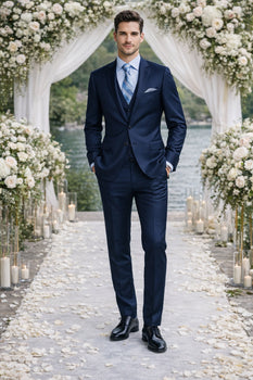 Bertolini 3 Piece Wool/Silk Solid Navy Suit - Image 6