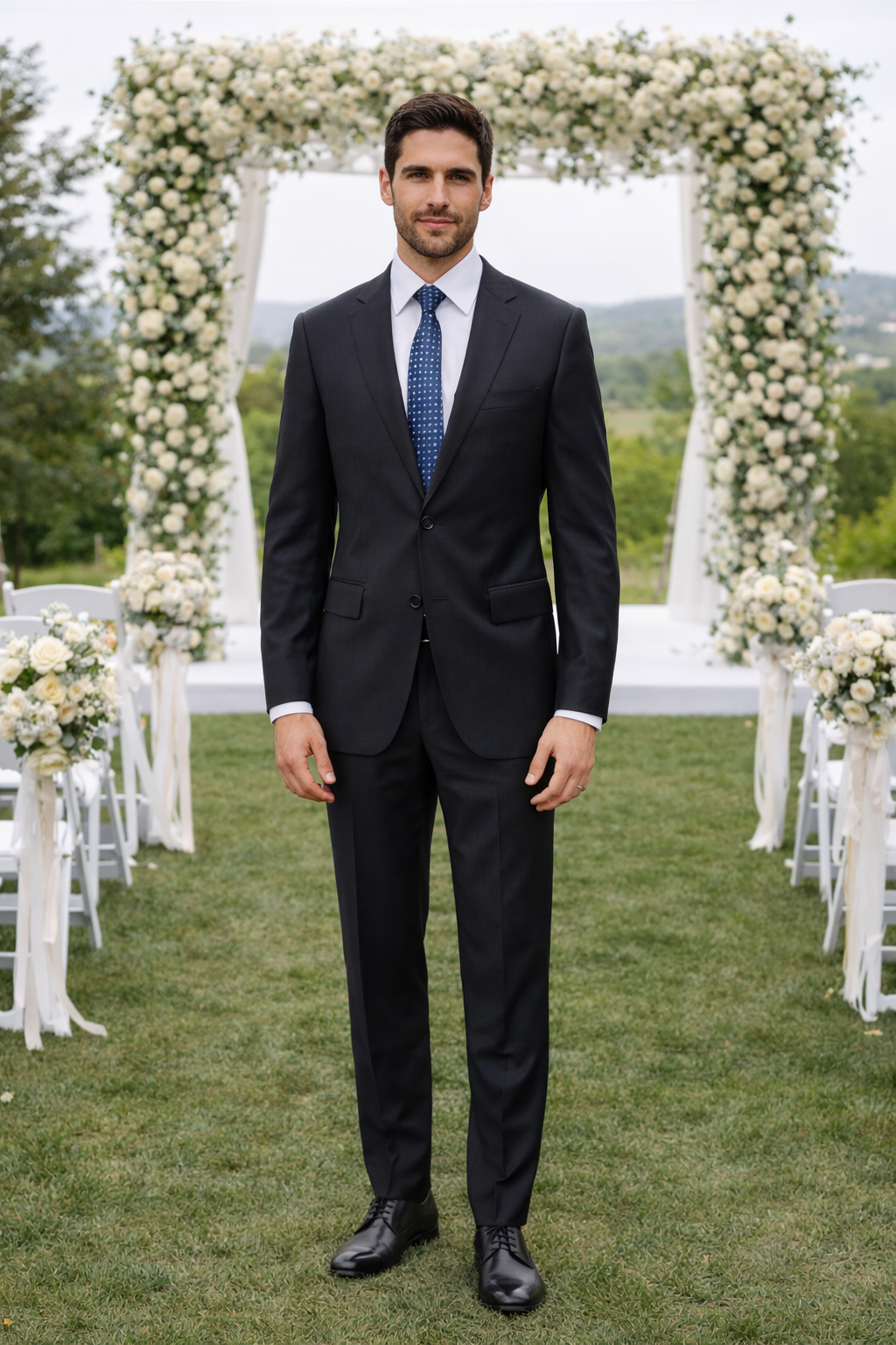 Bertolini 3Pc Wool & Silk Solid Black Suit - Image 6