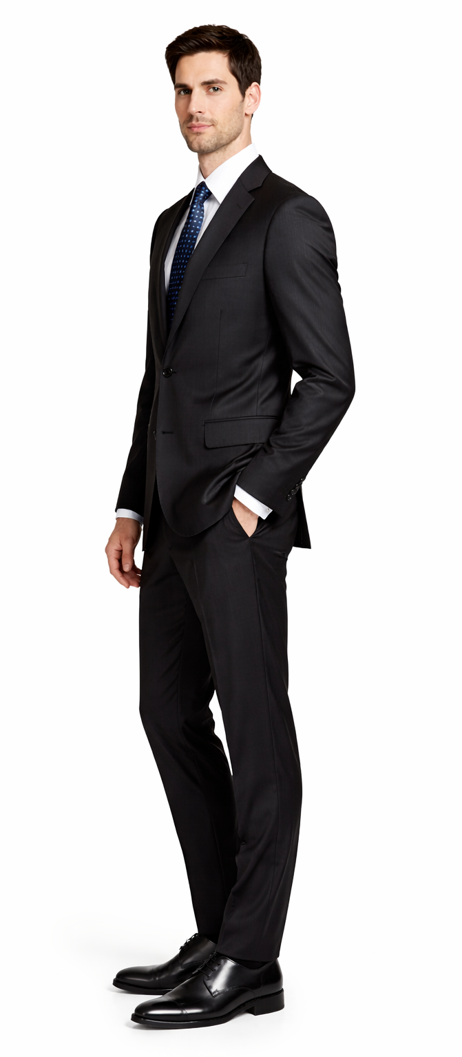 Bertolini 3Pc Wool & Silk Solid Black Suit - Image 3