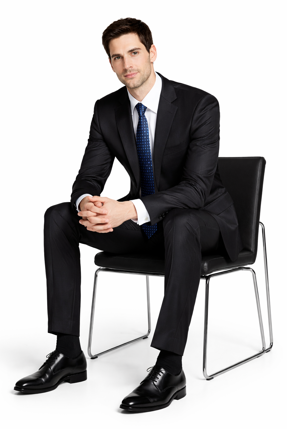 Bertolini 3Pc Wool & Silk Solid Black Suit - Image 4
