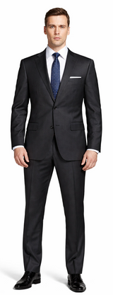 Bertolini Wool & Silk 2Pc 2 Buttons Black or Charcoal