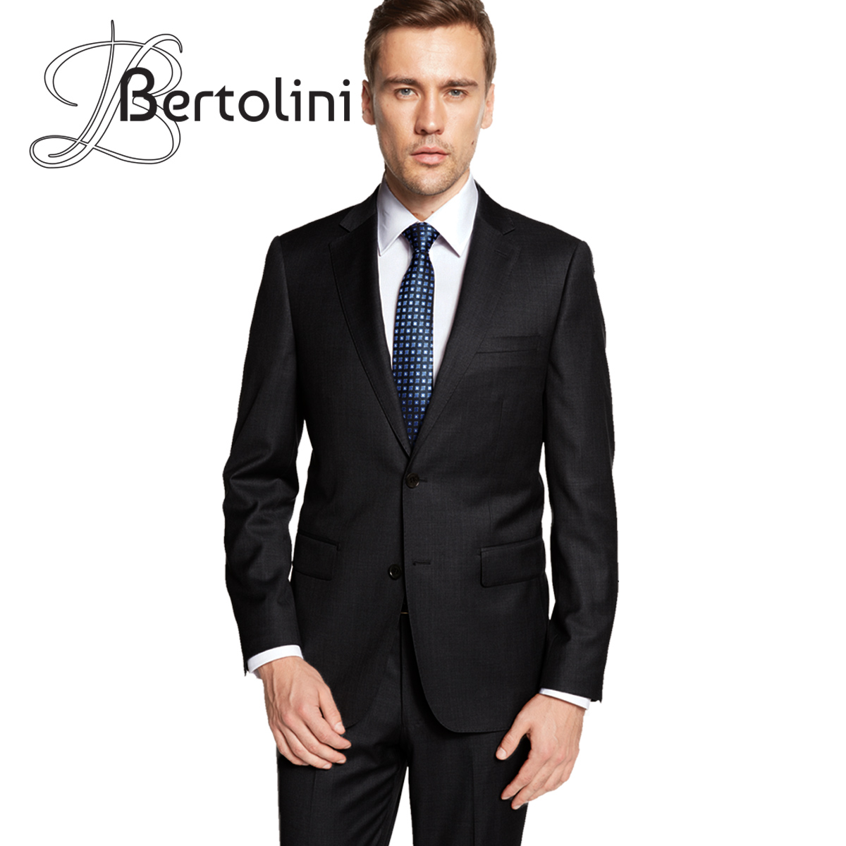 Bertolini 3Pc Wool & Silk Solid Black Suit - Image 9