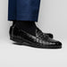 Marco Di Milano Bianchi Black Caiman Crocodile Tassel Loafers