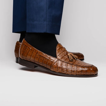 Marco Di Milano Bianchi Bay Apache Caiman Crocodile Tassel Loafers - Image 4