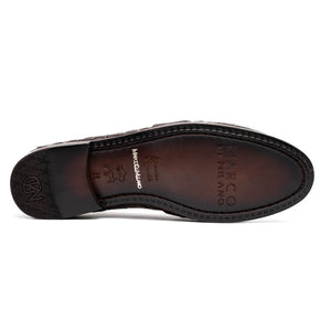 Marco Di Milano Bianchi Caiman Crocodile Tassel Loafers Brown
