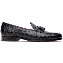 Marco Di Milano Bianchi Black Caiman Crocodile Tassel Loafers