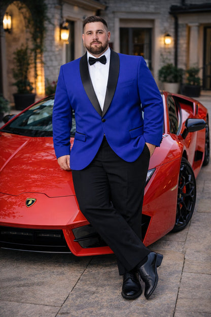 Mens Big and Tall Blazer - Blue Plus Size Tuxedo Jacket - Image 6
