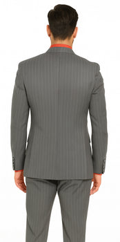 Big and Tall Grey Pinstripe Vested Suit - Image 2