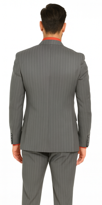 Big and Tall Grey Pinstripe Vested Suit