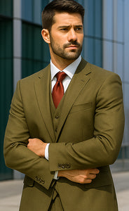 Big And Tall Suit Plus Size Men's Suits For Big Guys Olive Green - Image 4