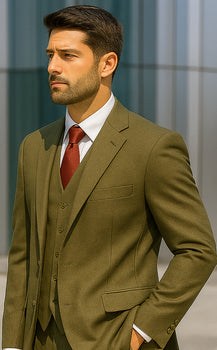 Big And Tall Suit Plus Size Men's Suits For Big Guys Olive Green - Image 6