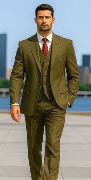 Big And Tall Suit Plus Size Men's Suits For Big Guys Olive Green - Image 5