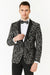 Big And Tall Tuxedo Paisley Tuxedo Sparkling Blazer - Black and White Floral Sport Coat