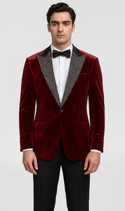 Big and Tall Velvet Blazer in Color Red  - Sportcoat  Rhinestone-Embedded  Stacy Adams $179
