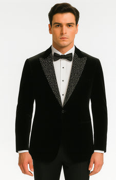 Big and Tall Velvet Blazer in Color Black  - Sportcoat  Rhinestone sequin-Embedded  Stacy Adams $179 - Image 5