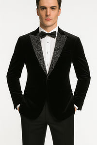 Big and Tall Velvet Blazer in Color Black  - Sportcoat  Rhinestone-Embedded  Stacy Adams $179