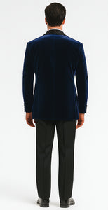 Big and Tall Velvet Blazer in Color Blue  - Sportcoat  Rhinestone-Embedded  Stacy Adams $179