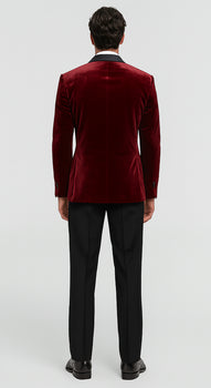 Big and Tall Velvet Blazer in Color Red  - Sportcoat  Rhinestone sequin -Embedded  Stacy Adams $179 - Image 3