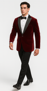 Big and Tall Velvet Blazer in Color Red  - Sportcoat  Rhinestone-Embedded  Stacy Adams $179