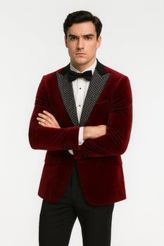 Big and Tall Velvet Blazer in Color Red  - Sportcoat  Rhinestone sequin -Embedded  Stacy Adams $179 - Image 2