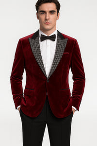 Big and Tall Velvet Blazer in Color Red  - Sportcoat  Rhinestone-Embedded  Stacy Adams $179