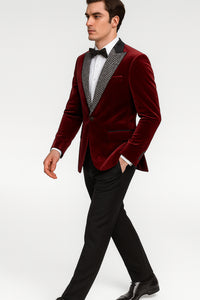 Big and Tall Velvet Blazer in Color Red  - Sportcoat  Rhinestone-Embedded  Stacy Adams $179