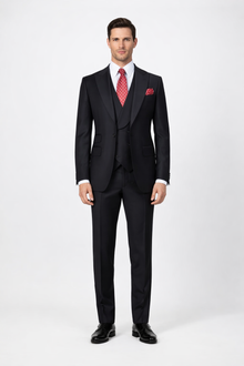 Big Lapel - Wide Lapel - Tom Ford Style Suit - Ticket Pocket - Black
