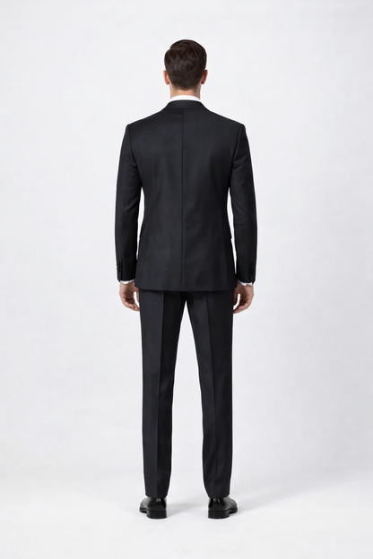 Big Lapel - Wide Lapel - Tom Ford Style Suit - Ticket Pocket - Black - Image 2