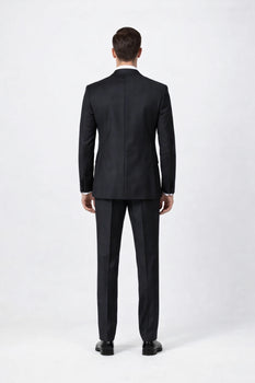 Big Lapel - Wide Lapel - Tom Ford Style Suit - Ticket Pocket - Black - Image 2