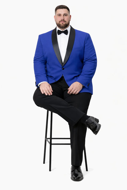 Mens Big and Tall Blazer - Blue Plus Size Tuxedo Jacket - Image 4