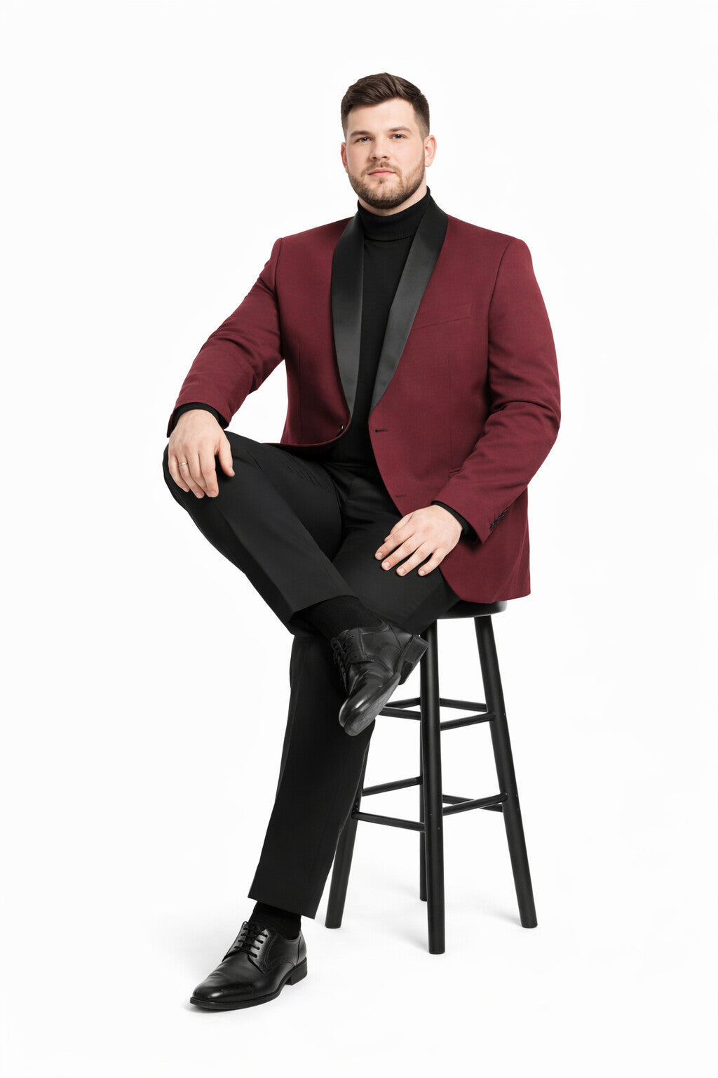 Mens Big and Tall Blazer - Burgundy Plus Size Tuxedo Jacket - Image 4