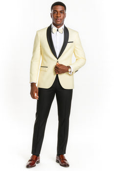Big And Tall Suit For Men - Jacket + Pants + Bowtie + Pants - Ivory Suit - Image 2