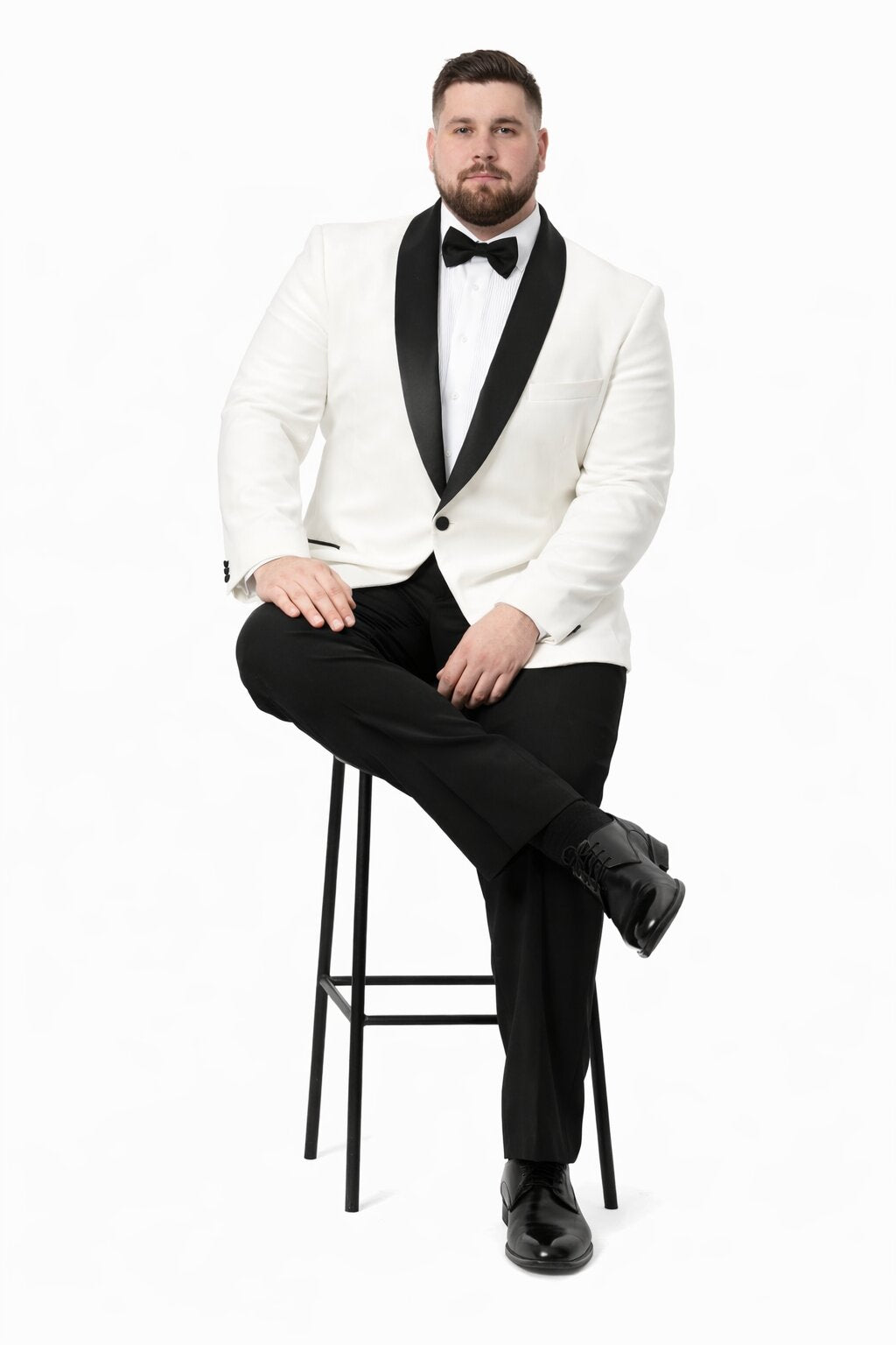 Mens Big and Tall Blazer - White Plus Size Tuxedo Jacket - Image 4