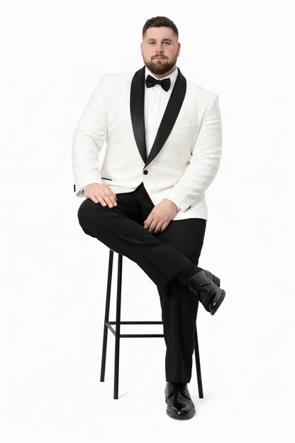 Mens Big and Tall Blazer - White Plus Size Tuxedo Jacket - Image 4