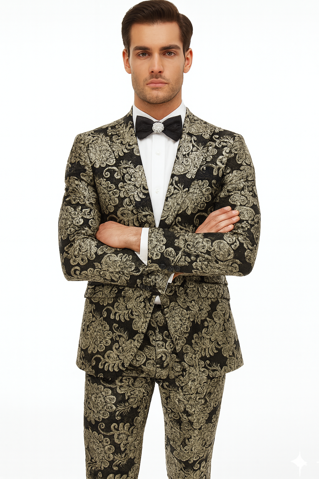 Black and Gold and Silver Sequin Suit - Shiny Prom Tuxedo Slim Fit Suit - Image 4