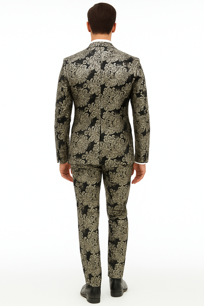 Black and Gold and Silver Sequin Suit - Shiny Prom Tuxedo Slim Fit Suit - Image 3