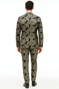 Black and Gold and Silver Sequin Suit - Shiny Prom Tuxedo Slim Fit Suit