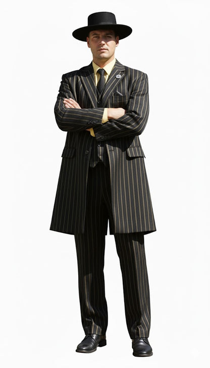 Black and Gold Stripe Suits - Vested Suit - Image 6
