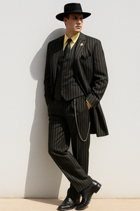 Black and Gold Stripe Suits - Vested Suit