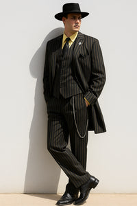 Black and Gold Stripe Suits - Vested Suit - Image 5