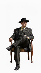 Black and Gold Stripe Suits - Vested Suit - Image 7