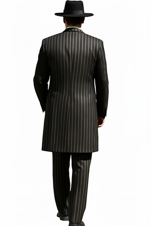 Black and Gold Stripe Suits - Vested Suit - Image 2