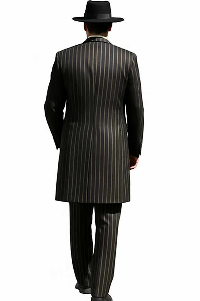Black and Gold Stripe Suits - Vested Suit - Image 2