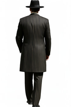 Black and Gold Stripe Suits - Vested Suit - Image 2