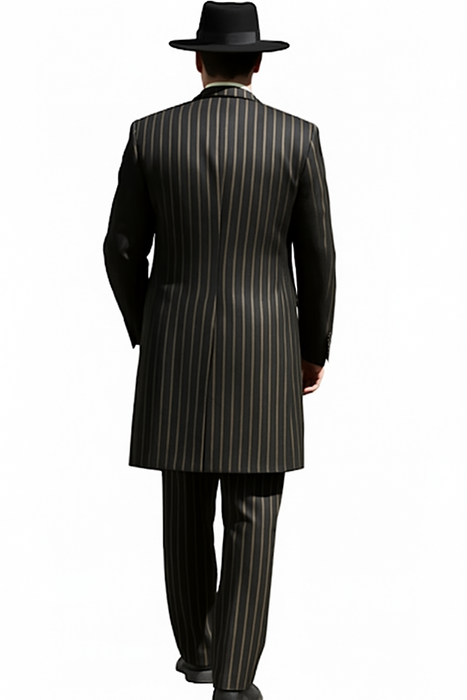 Black and Gold Stripe Suits - Vested Suit