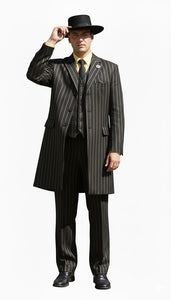 Black and Gold Stripe Suits - Vested Suit - Image 8