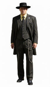 Black and Gold Stripe Suits - Vested Suit