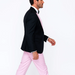 Black And Pink Suit - Tuxedo With Double Breasted Vest Peak Lapel 100% Wool